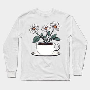 cup of Coffee With Flowers Long Sleeve T-Shirt